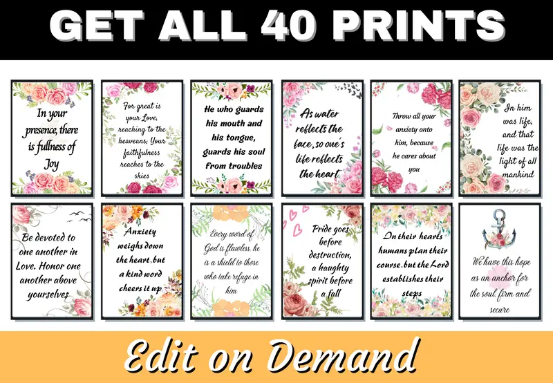 40 Bible Verse Printable, Room decor svg